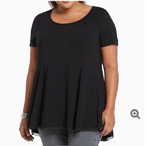 TORRID raw edge navy blue blouse Size 2
